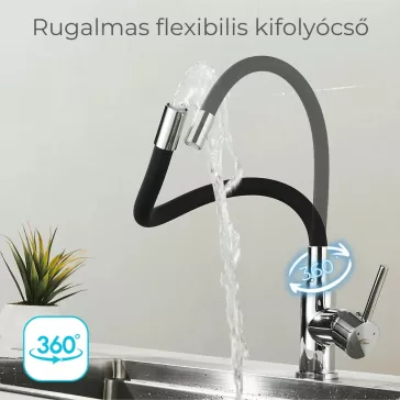   Corin álló mosogató csaptelep flexibilis kifolyócsővel fekete