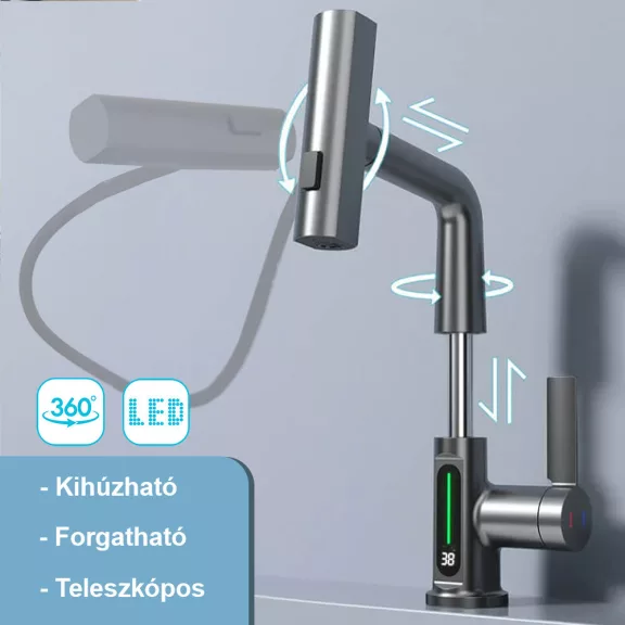 Mara mosogató csaptelep multifunkciós fejjel digitális kijelzővel Mara mosogató csaptelep multifunkciós fejjel digitális kijelzővel